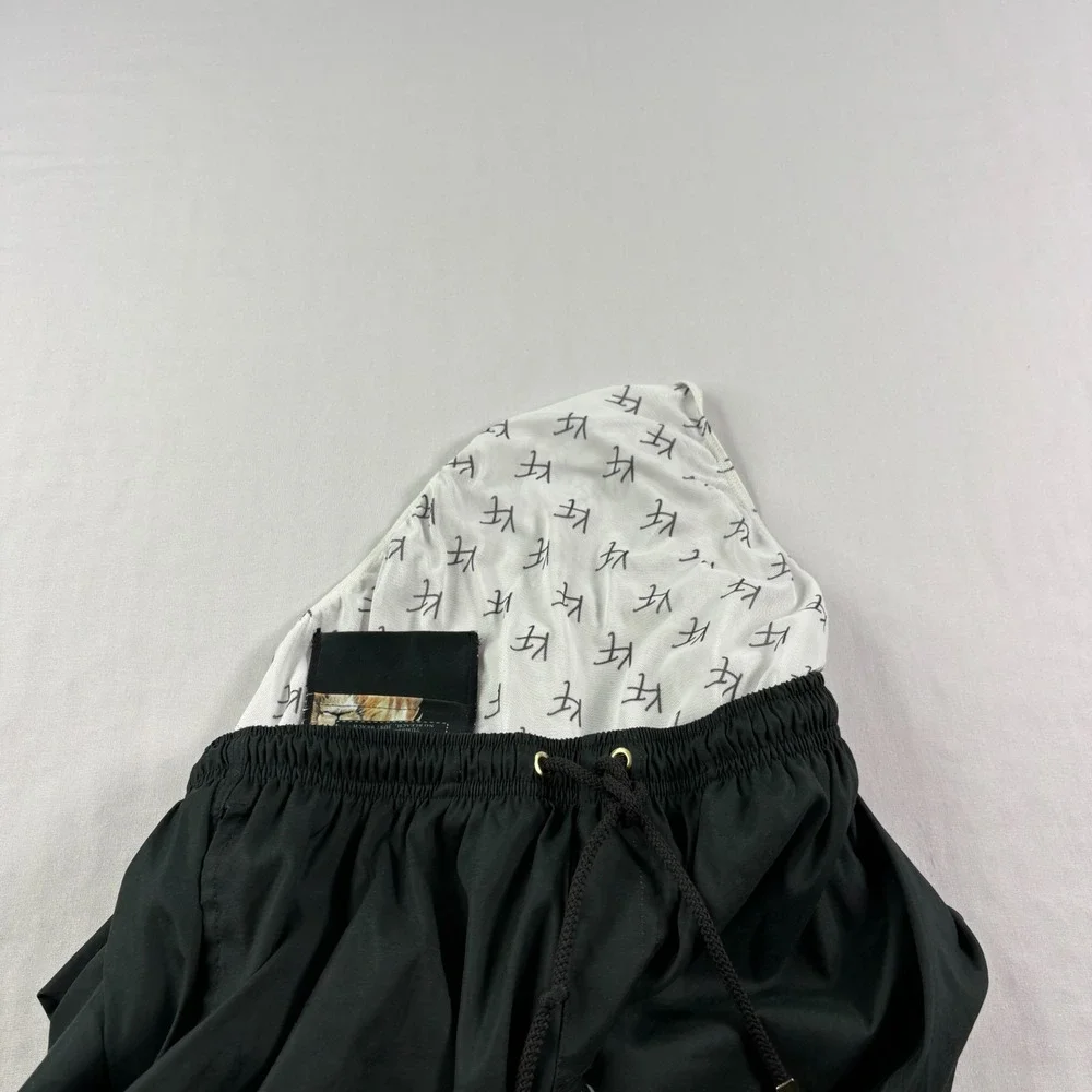 Kenny Flowers Swim Trunks Mens Medium Black Lion Print Lined Bathing Suit